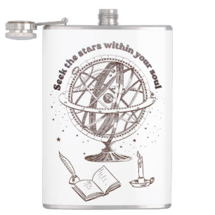 Celestial Soul Wisdom Vintage Armillary Sphere Hip Flask