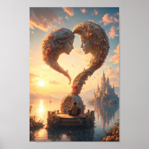 Celestial Soulmates Sunrise Fantasy Poster