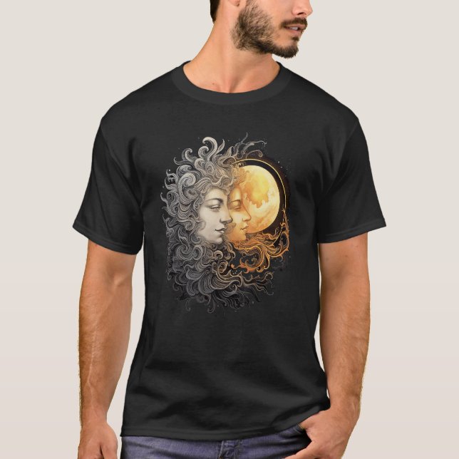 Celestial Space Sun Moon Boho Luna Solar Astronomy T-Shirt (Front)