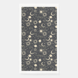 celestial space sun moon galaxy planet beige napkin