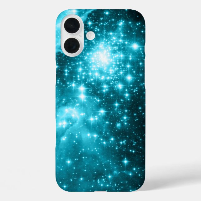 Celestial Sparkly Aqua Stars Case-Mate iPhone Case (Back)
