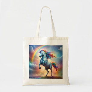 Celestial Spectrum: The Rainbow Unicorn's Arc Tote Bag