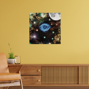 Celestial Spiral Galaxy Nebula Cluster Stars Spark Poster