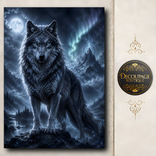 Celestial Spirit Wolf Decoupage Tissue Paper