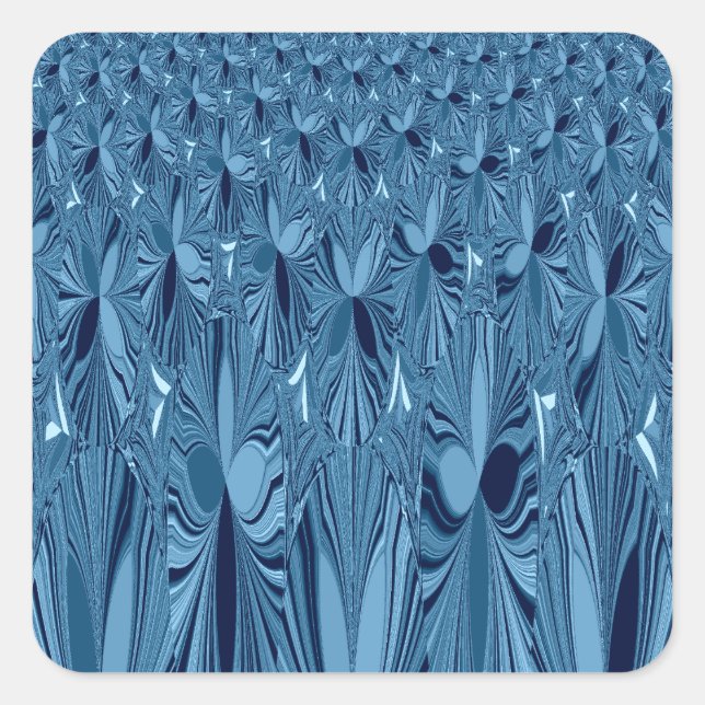 Celestial Splendour: Iridescent Blue Rose Design Square Sticker (Front)