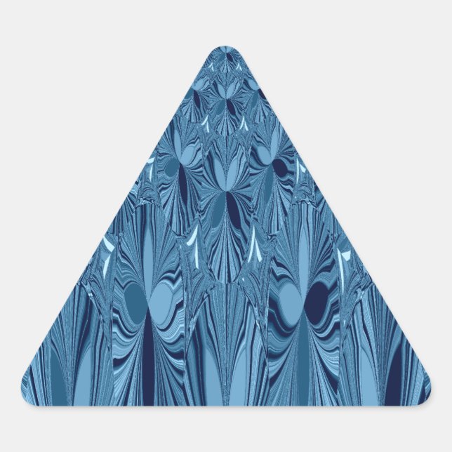 Celestial Splendour: Iridescent Blue Rose Design Triangle Sticker (Front)