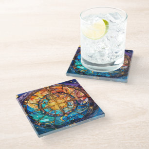 Celestial Stained Glass Art Glass Coaster