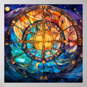 Celestial Stained Glass Art Poster