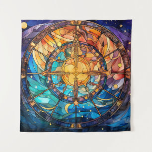 Celestial Stained Glass Art Tapestry