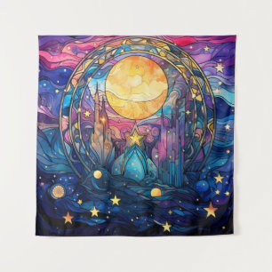 Celestial Stained Glass Art Tapestry