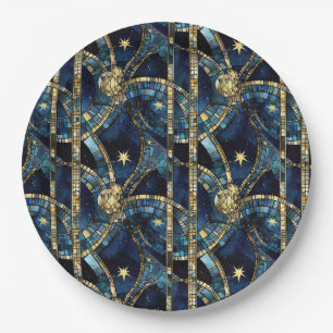 Celestial Stained Glass Paper Plate