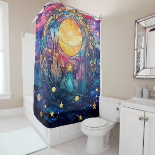 Celestial Stained Glass Shower Curtain