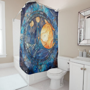 Celestial Stained Glass Shower Curtain