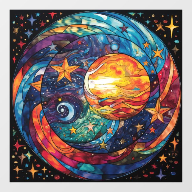 Celestial Stained Glass Window Cling (Sheet)