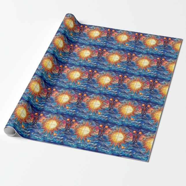 Celestial Stained Glass Wrapping Paper (Unrolled)