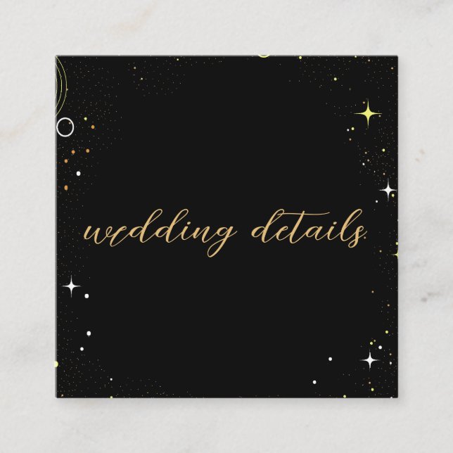 Celestial Star Dust Black QR Code Wedding  Enclosure Card (Front)