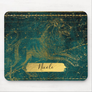 Celestial Star Map Astrological LEO Lion Green Mouse Mat