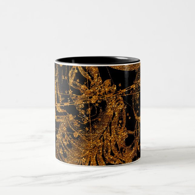Celestial Star Map Astrological Sign Gold Scorpio Two-Tone Coffee Mug (Center)