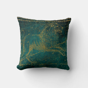 Celestial Star Map Astrological Sign LEO Lion Gold Cushion