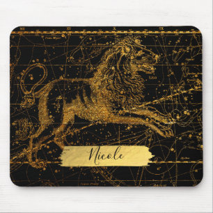 Celestial Star Map Astrological Sign LEO Lion Gold Mouse Mat
