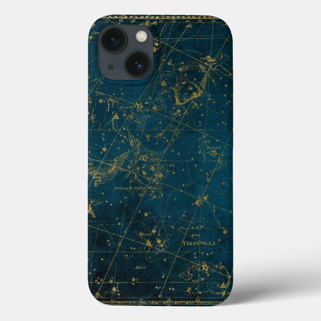 Celestial star map constellation blue gold galaxy Case-Mate iPhone case (Back)