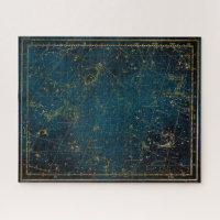 Celestial star map constellation blue gold galaxy
