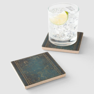 Celestial star map constellation blue gold galaxy stone coaster