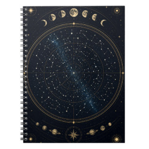 Celestial Star Map Moon Phases Notebook Journal