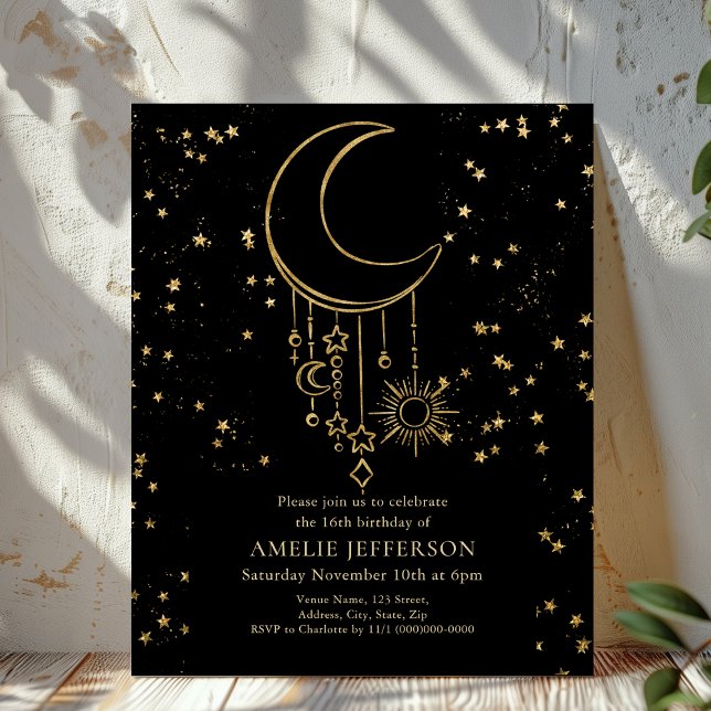 Celestial Star Moon Budget Birthday Invitation (Creator Uploaded)