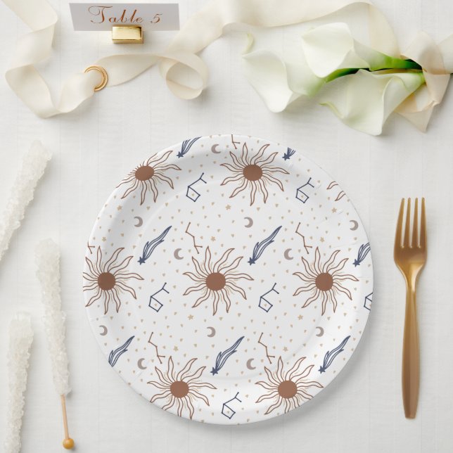 Celestial Star, Sun and Moon Paper Plate (Wedding)