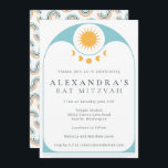 Celestial Star Sun Yellow Blue Modern Bat Mitzvah Invitation<br><div class="desc">Celestial Star Yellow Blue Modern Bat Mitzvah Invitation</div>