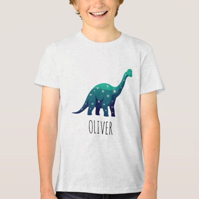 Celestial Starry Brachiosaurus – Magical Dinosaur Tri-Blend Shirt (Front)