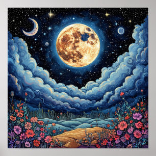 Celestial Starry Dreamy Galaxy Space Home Décor 🌙 Poster