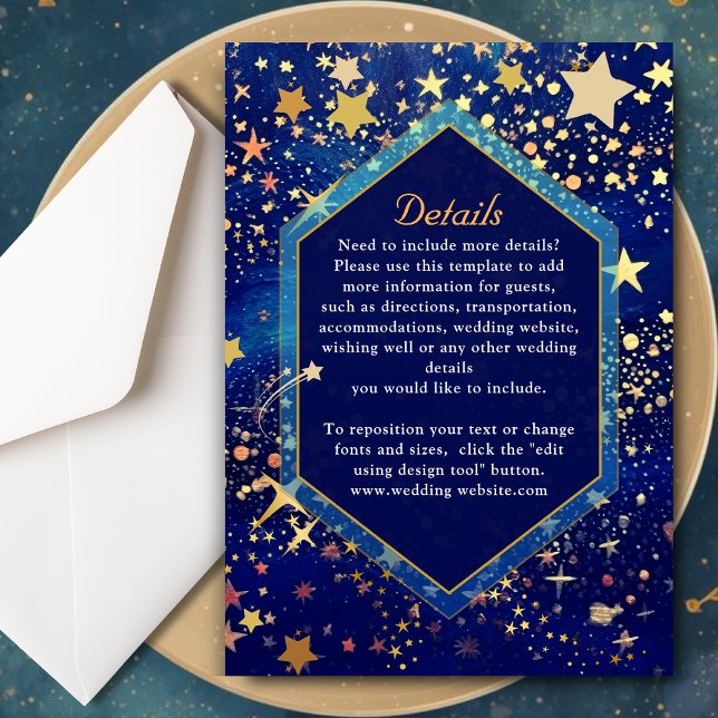 Celestial starry night blue wedding details  enclosure card (Creator Uploaded)
