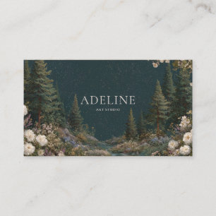 Celestial Starry Night Forest Floral  Business Card