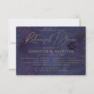 Celestial Starry Night Galaxy Rehearsal Dinner Invitation