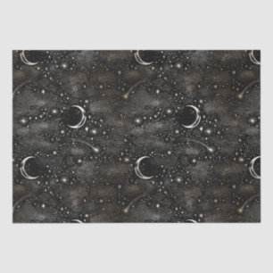 Celestial Starry Night Moon and Stars Black Tissue Paper