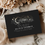 Celestial Starry Night Moon Black Save the Date<br><div class="desc">Starry night and crescent moon black save the date cards</div>