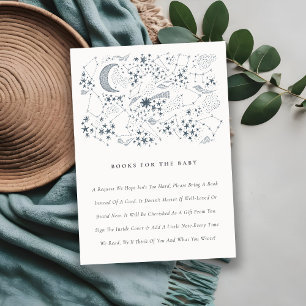 Celestial Starry Night Moon Books For Baby Shower Enclosure Card