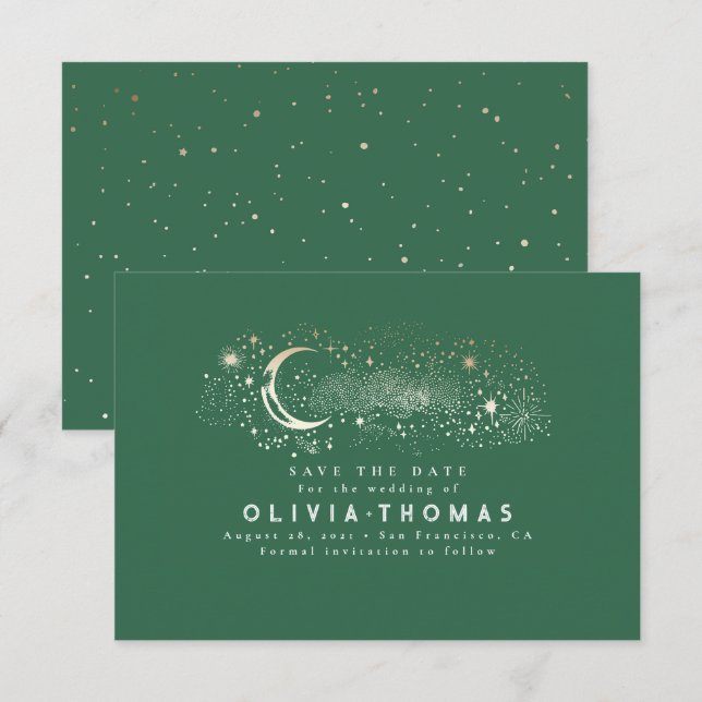 Celestial Starry Night Moon Mystical Save the Date (Front/Back)