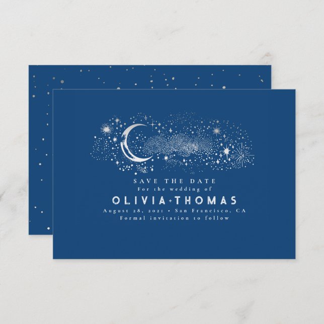 Celestial Starry Night Moon Mystical Save the Date (Front/Back)