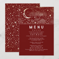 Celestial Starry Night Moon Wedding Menu