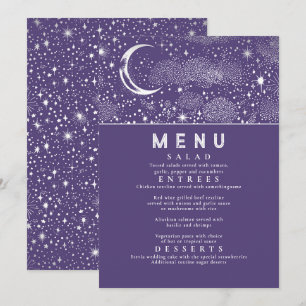 Celestial Starry Night Moon Wedding Menu Invitation