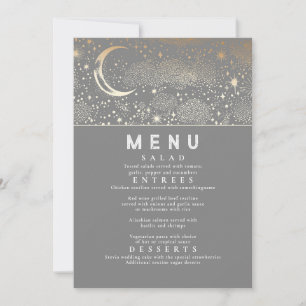 Celestial Starry Night Moon Wedding Menu Invitation