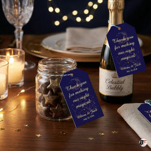 Celestial Starry Night Navy Gold Wedding Favour Ta Gift Tags