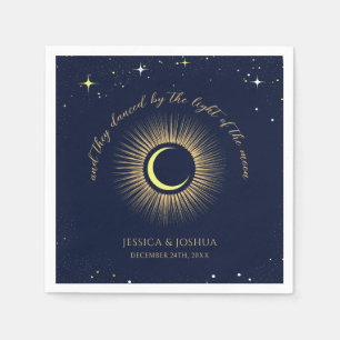 Celestial Starry Night Navy Mystical Wedding Napkin