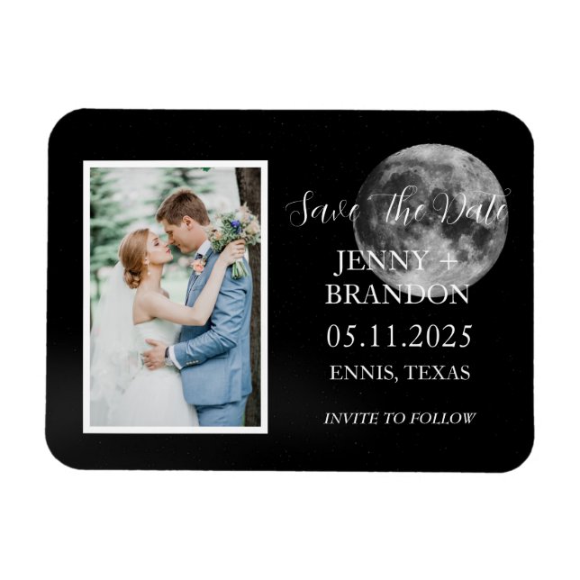 Celestial Starry Night Sky Galaxy Photo Moon Magnet (Horizontal)