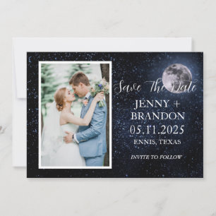 Celestial Starry Night Sky Galaxy Photo Moon Save The Date