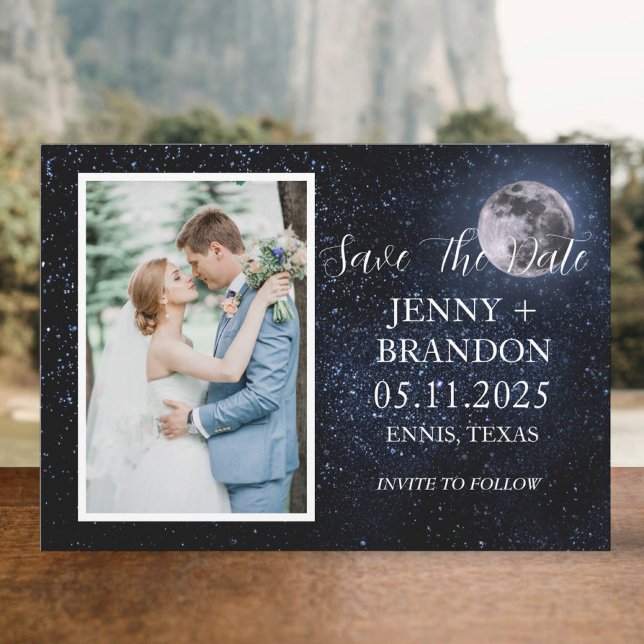 Celestial Starry Night Sky Galaxy Photo Moon Save The Date (Creator Uploaded)