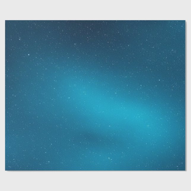 Celestial Starry Night Sky in Dark and Light Blue Wrapping Paper (Flat)